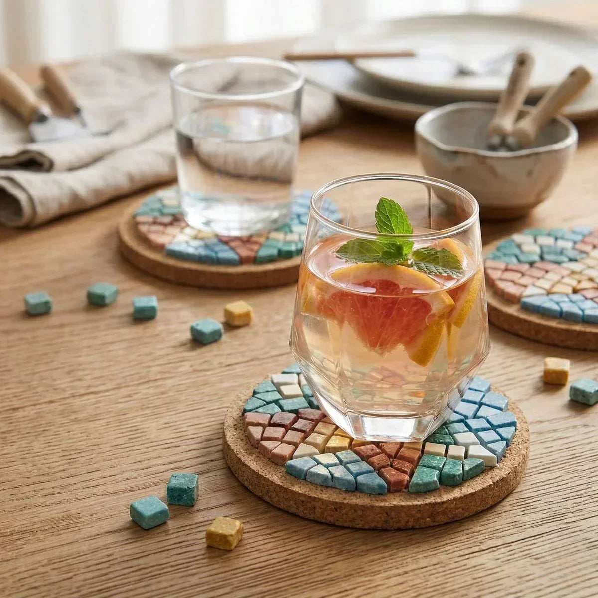 Réalisez vos dessous de verre ronds en mosaïque