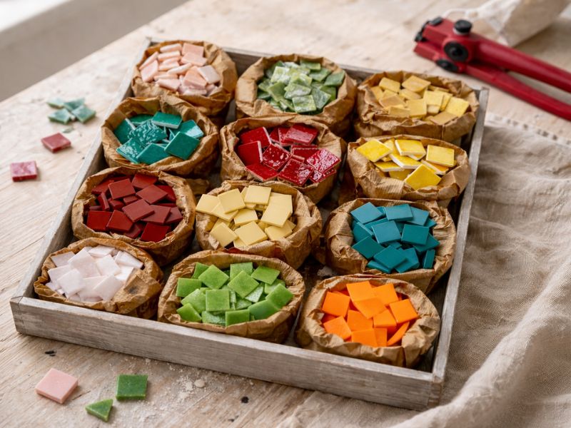 Mosaïques - Émaux de Briare Harmonie - Pâte s de verre Murano - Grès Cérame Winckelmans - Carreaux de Marbre