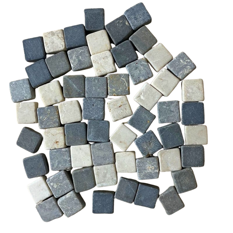 Carrés de Marbre Gris et Blanc