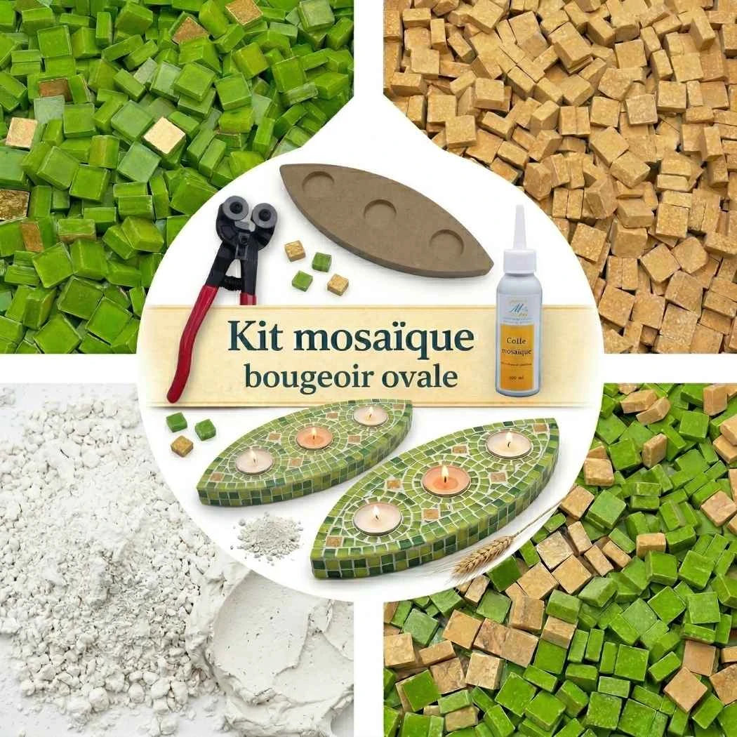 Kit mosaïque bougeoir ovale prêt à créer