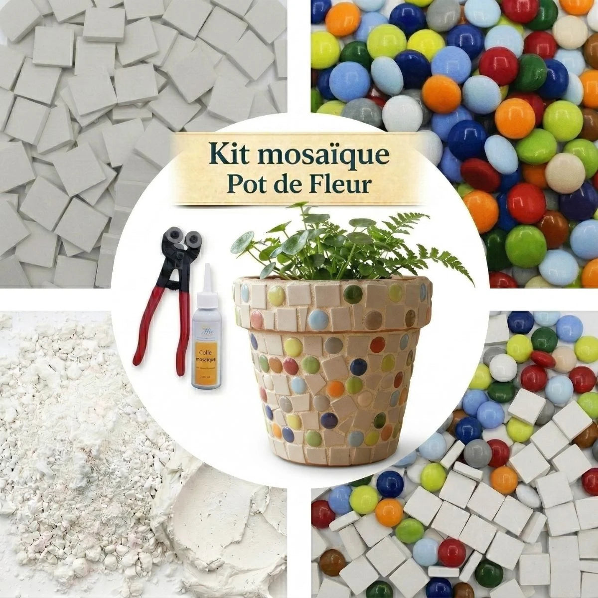 Kit mosaïque pot de fleur prêt à créer
