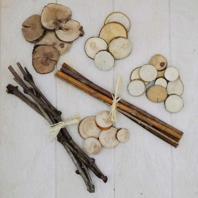 Mélange de bois pour mosaïque, rondelles et bâtonnets - Mosaïqu'ella